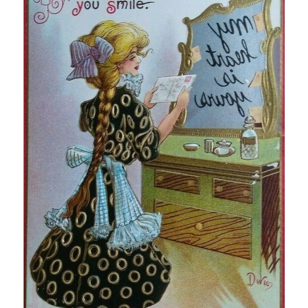 Victorian Postcard Blonde Witch Magic Mirror Dwig Series 30 My Heart Is Yours